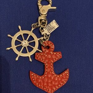 Brighton Red Leather Anchor Sail Away Key Holder fob handbag accessory